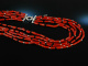 From the Mediterranean! Long necklace 5row noble Sardegna Coral Onyx Silver 925