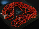 From the Mediterranean! Long necklace 5row noble Sardegna Coral Onyx Silver 925