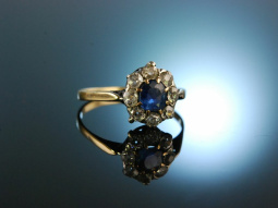 Graz um 1890! Antiker Verlobungs Engagement Ring Saphir Diamanten Gold 585