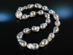 Big Pearls! Barocke silbergraue Zuchtperlen Kette...