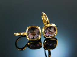 Italian Style! Ohrringe Gold 750 Amethyst Schachbrettschliff