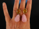 Cinnamon and rose! Chic earrings silver 925 red gold plated agate and rose quartz drop earrings