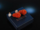 Fine Orange! Schicke Ohrringe Silber 925 rot vergoldet Mondstein und Karneol Tropfen