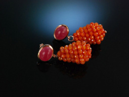 Orange and Pink! Schicke Ohrringe Silber 925 rot vergoldet Rubin und Karneol Tropfen