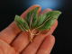 Wien um 1950! Wundervolle Jade Brosche in Blatt Form Gold 585