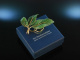 Wien um 1950! Wundervolle Jade Brosche in Blatt Form Gold 585