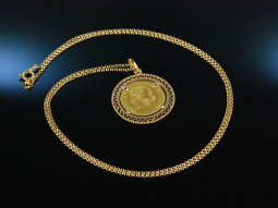 Ein Gold Dukat! M&uuml;nz Anh&auml;nger mit Kette &Ouml;sterreich 1915 Gold 750
