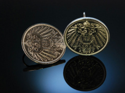 Zur Tracht! H&uuml;bsche Reichsmark M&uuml;nz Ohrringe um 1910 Silber