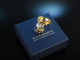 Feine Arbeit! Sensationeller Goldschmiede Ring Helmes Gold 585 Mondstein Saphire Diamanten
