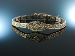Fein und Filigran! Edles Armband USA um 1910 Wei&szlig;gold Diamanten