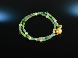 Soft Green! Fancy Armband Jade, Peridot, Gr&uuml;ner Achat, S&uuml;&szlig;wasserperlen, Silber 925 vergoldet