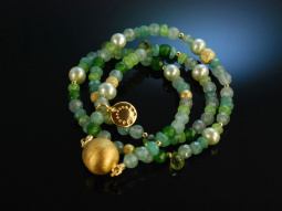 Soft Green! Fancy Armband Jade, Peridot, Gr&uuml;ner Achat, S&uuml;&szlig;wasserperlen, Silber 925 vergoldet