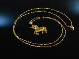 My Unicorn! Gro&szlig;er Einhorn Anh&auml;nger mit langer Kette Silber 925 vergoldet