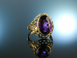 Um 1950! Schicker Vintage Ring Amethyst Gold 585