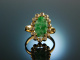 England um 1965! Sch&ouml;ner Apple Jade Ring Gold 750 geschnittene Jade und Brillanten