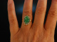 England um 1965! Sch&ouml;ner Apple Jade Ring Gold 750 geschnittene Jade und Brillanten