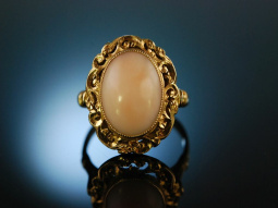 Pale Beauty! Engelshaut Korallen Ring Gold 750