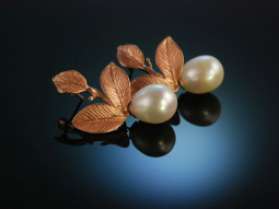 Pretty Leaf! H&uuml;bsche Ohrringe Bl&auml;tter und Perlen Silber 925 ros&eacute; vergoldet