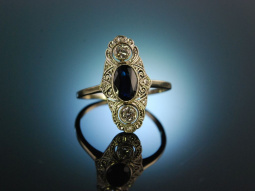 Edwardian um 1910! Traum Saphir Diamant Ring Wei&szlig;...