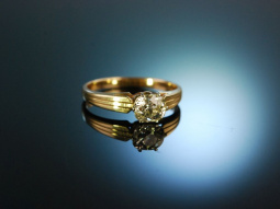 Ancient Diamond! Historischer Peruzzi Diamant Solit&auml;r Ring um 1900 Gold 585
