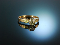 Ancient Diamond! Historischer Peruzzi Diamant Solit&auml;r Ring um 1900 Gold 585