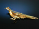 Sch&ouml;ner Goldfasan! Brosche Gold 375 Granat Jagd Motiv Fasan England um 1930 antique brooch