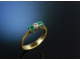Sweet Darling! Feiner Ring Smaragde Brillant Gold 585 / 14 Kt Vintage