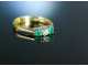 Sweet Darling! Feiner Ring Smaragde Brillant Gold 585 / 14 Kt Vintage