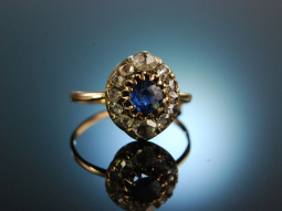 My Lovely! Historischer Verlobungs Ring um 1900 Gold 585 Saphir Diamant Rosen