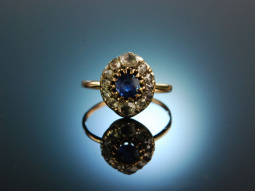 My Lovely! Historischer Verlobungs Ring um 1900 Gold 585 Saphir Diamant Rosen