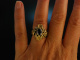 Zu Tracht und Dirndl! Gro&szlig;er Ring Silber vergoldet Email Granat um 1910
