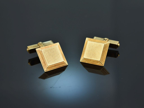 Golden Square! Cufflinks Vintage Manschettenkn&ouml;pfe Gold 585