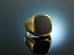 Familien Tradition! Imposanter Wappen Siegel Ring Gold 585 Onyx ungraviert