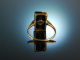 Um 1910! Fr&uuml;her Art Deco Ring Gold 585 Diamanten Onyx