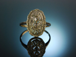 Traum des Art Deco! Diamant Ring Gelb und Wei&szlig; Gold 585 Diamantrosen