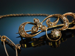 Floraler Traum! Antike Brosche Gold 585 Diamant Rosen