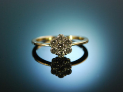 My Beauty! Klassischer englischer Daisy Diamant Verlobungs Ring Gold 375