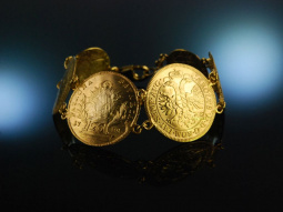 N&uuml;rnberg um 1900! Historisches Silber M&uuml;nz Armband vergoldet