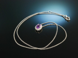 Sch&ouml;n klassisch! Feiner Anh&auml;nger mit Kette Gold 750 Amethyst Brillanten