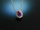 Sch&ouml;n klassisch! Feiner Anh&auml;nger mit Kette Gold 750 Amethyst Brillanten