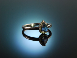 For you! Klassischer Diamant Verlobungs Freundschafts Ring Wei&szlig; Gold 750 Saphir Brillanten