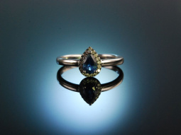 For you! Klassischer Diamant Verlobungs Freundschafts Ring Wei&szlig; Gold 750 Saphir Brillanten