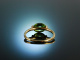 Tender Green! Zarter Ring Gold 750 Peridot Cabochon Diamanten