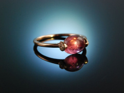 Tender Rose! Ring Ros&eacute; Gold 585 Turmalin Cabochon Diamanten