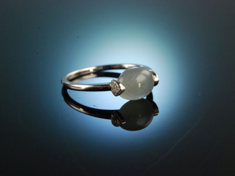 Tender Grey! Ring Wei&szlig; Gold 750 Aquamarin und Diamanten