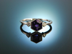 Lovely Lilac! Ring Wei&szlig; Gold 750 Amethyst Diamanten