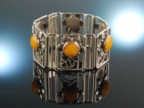 Vintage Amber! Butterscotch Bernstein Armband Silber 835 sig. Fischland