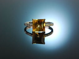 Zarter Citrin! Feiner Ring Wei&szlig;gold 585 Citrin Diamanten