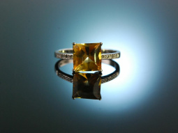 Delicate citrine! Fine Ring White Gold 585 Citrine Diamonds
