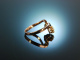 Um 1890! Historischer Verlobungs Ring Rotgold 333 Ceylonsaphir Naturperle